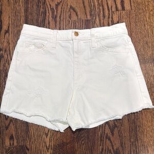 Universal Thread High Rise Shortie Shorts White Denim Distressed Size 8